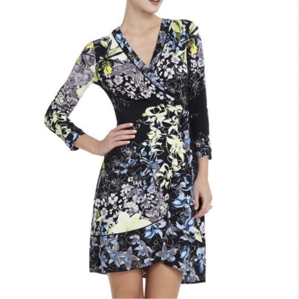 BCBGMaxazria l Adele Wrap Dress in Black Combo
